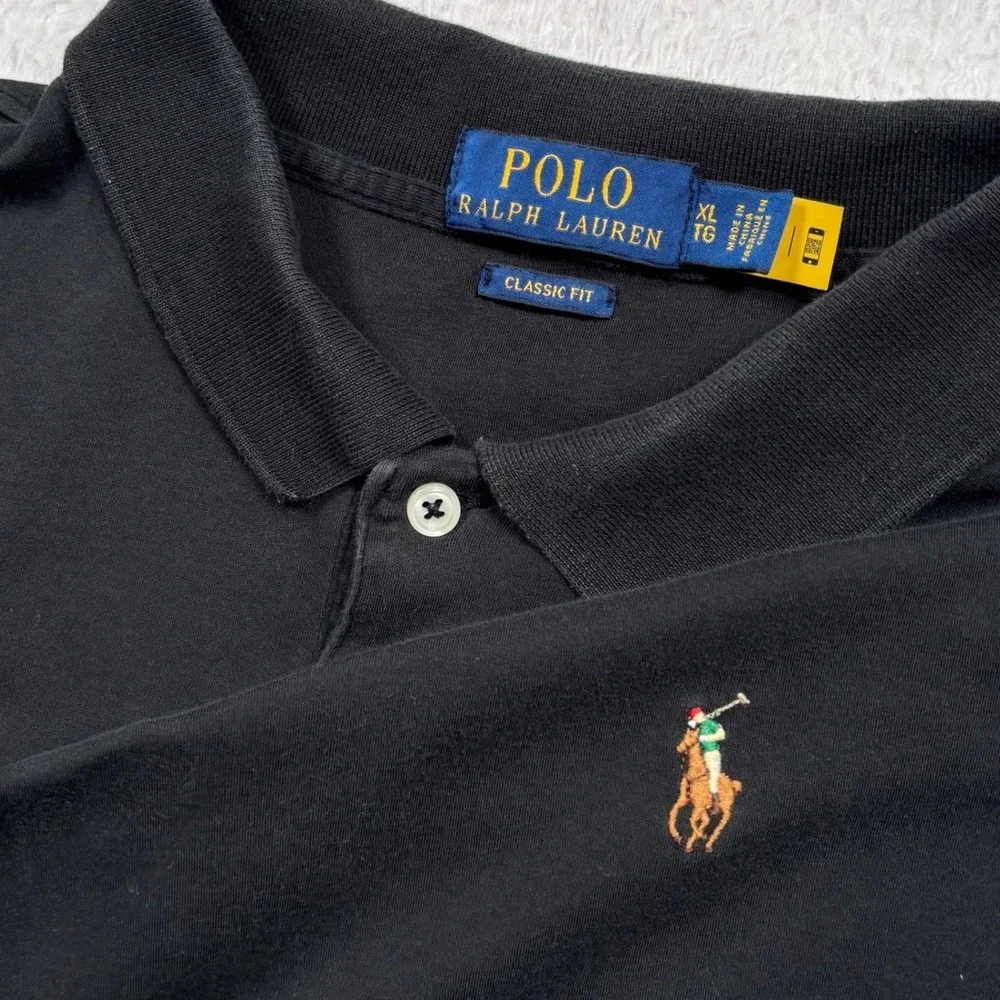 Polo Ralph Lauren Polo Shirt Men XL Black FLESH PONY Short Sleeve Classic Preppy